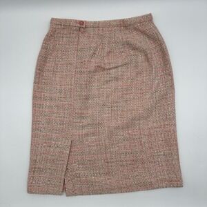 Vintage Pendleton 100% Silk Pink Tweed Midi Lined Zip Skirt Women's Size 10